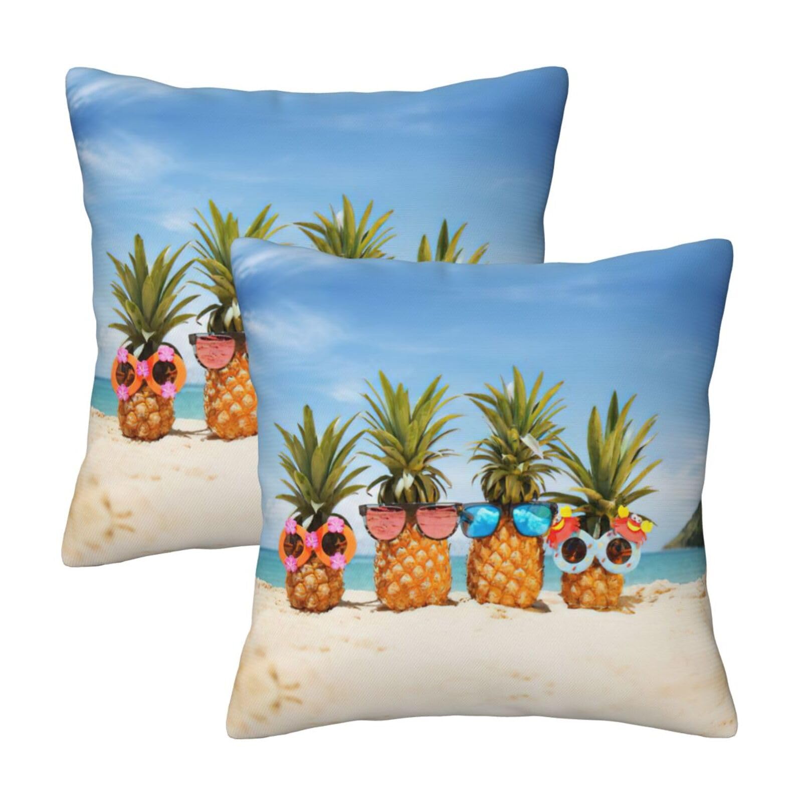 Kfjghhl Seaside Beach Yellow Geometric Pineapple Throw Pillow Covers Decorative Farmhouse Couch Pillow Case 4 Sizes Square Cushion Pillcase