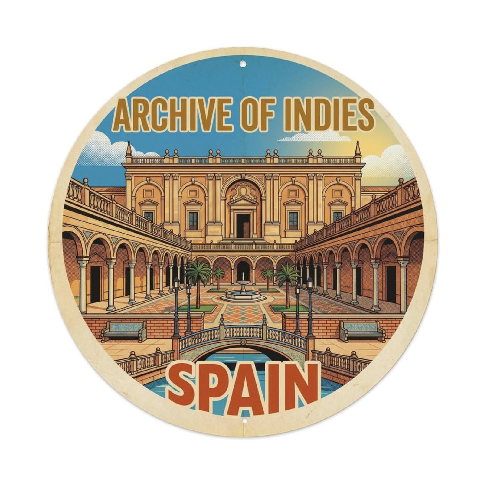 Sevilla Archive Of Indies Spain Landmark Travel Metal Tin Sign