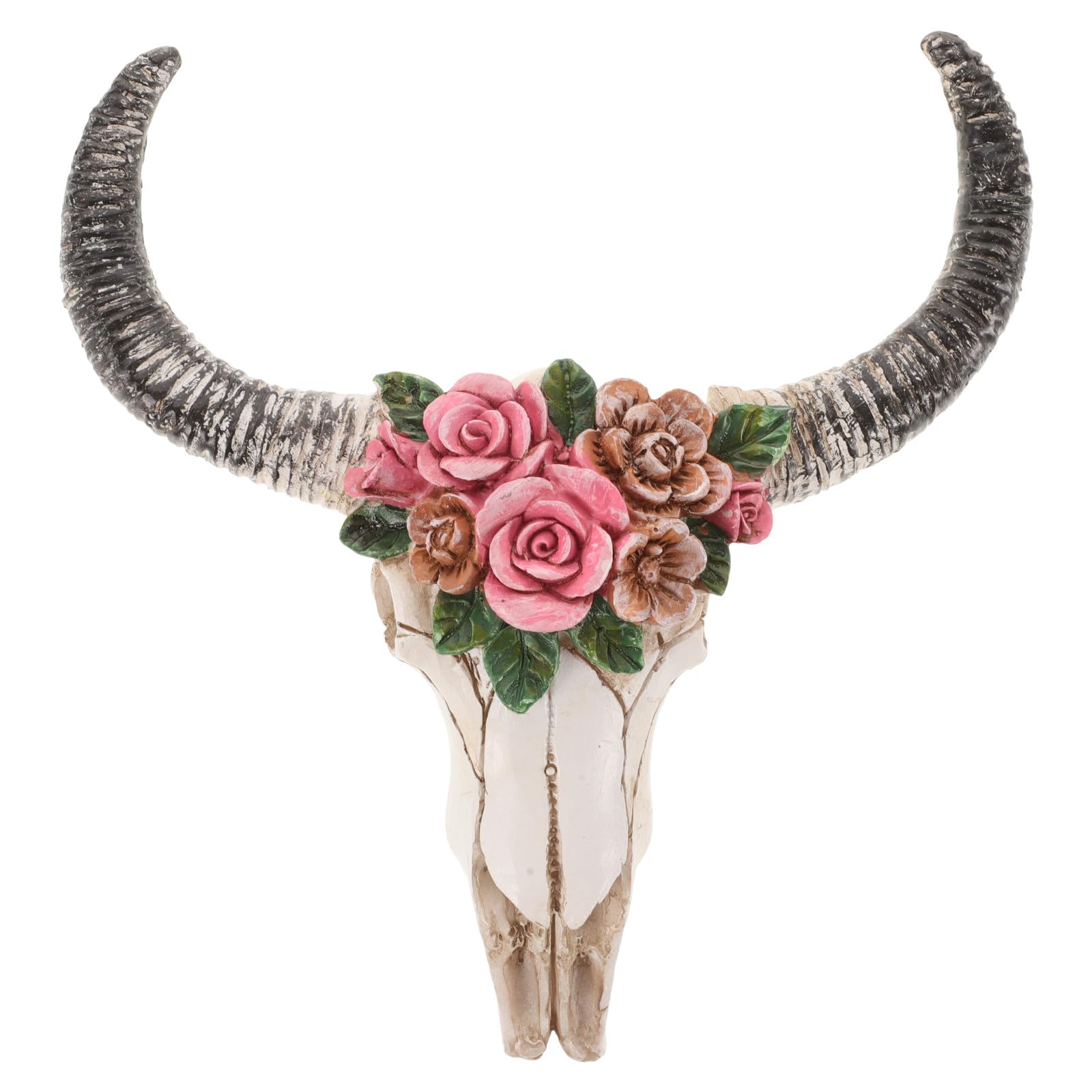 Statue murale tête de vache résistante en résine noire, décoration durable salon - 8