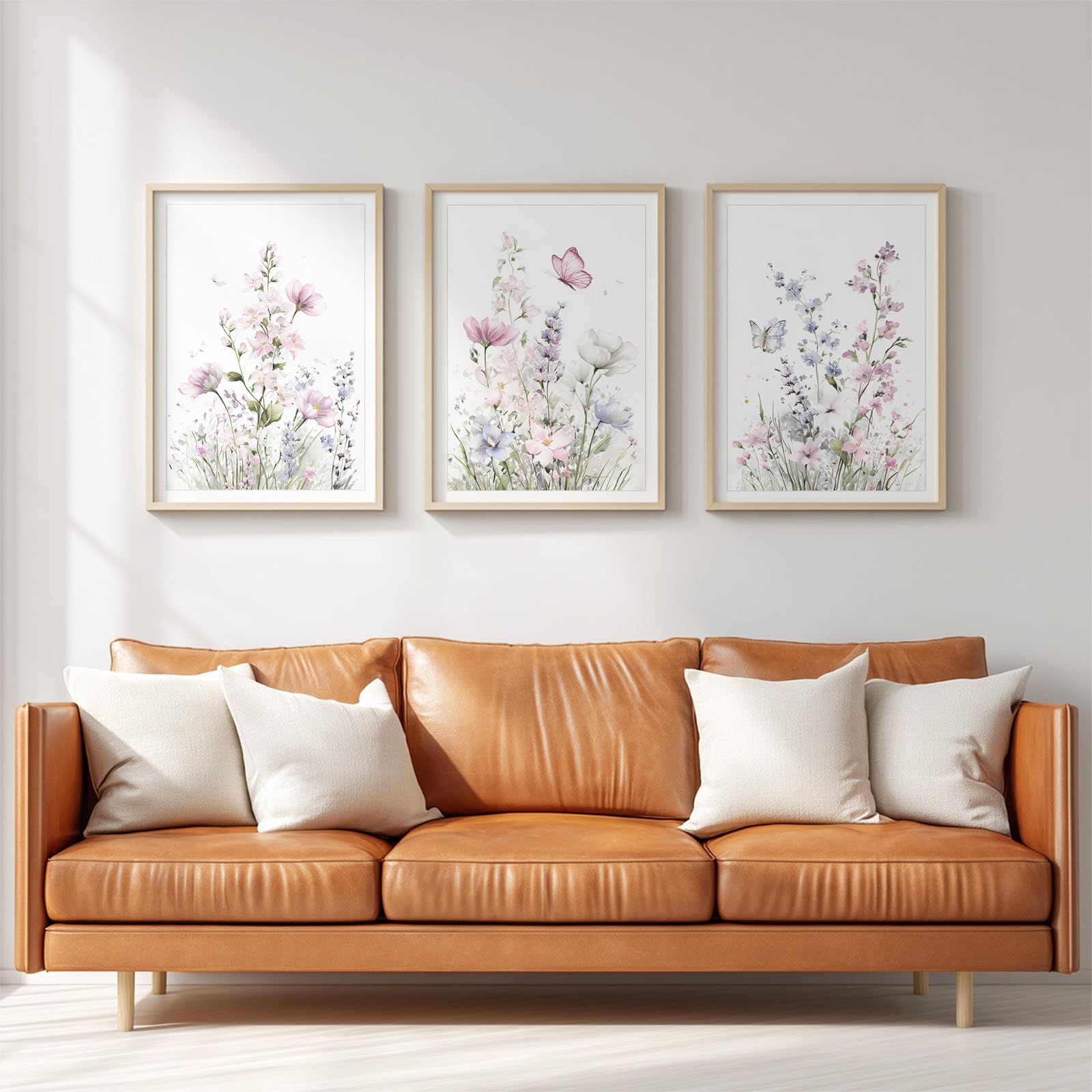 Générique 3 Pièces Botanique Floral Tableau Decoration Murale, Impression sur Toile Frais Fleur Herbe pour Maison Déco, Toile Peinture Affiche Chambre Bureau 50 x 70 cm