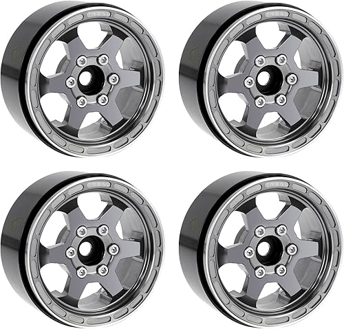 Miniatura 6 de TREAL Ruedas Beadlock 1.9 Ruedas de 1.9 pulgadas (4P) Mecanizado CNC para 110 RC Crawlers Axial SCX10 III TRX4 Redcat Gen8-Tipo H (azul)