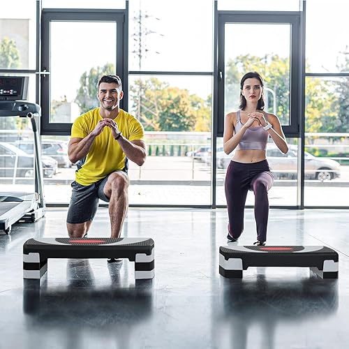 Vista 2 de ZENY 31’’ Aerobic Step Platform, Adjustable Exercise Workout Stepper with Stable Risers, Stand Up Steppers for Exercise at Home, Fitness Equipment