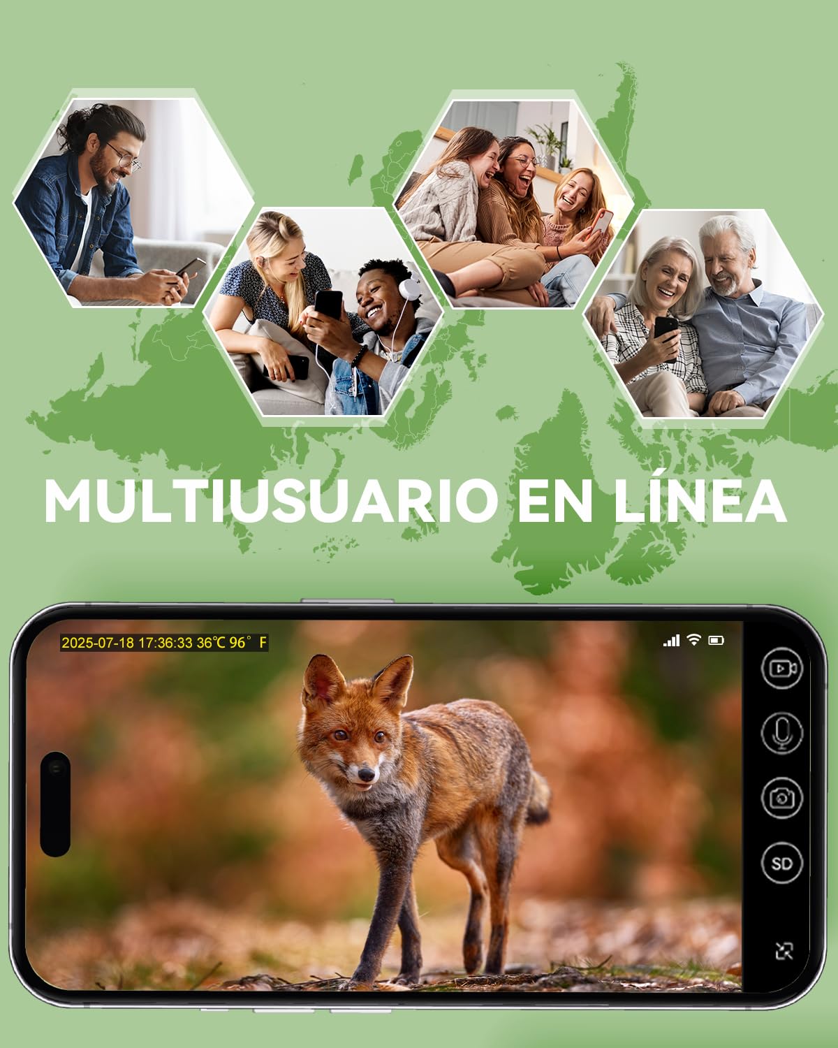 Xega 4G LTE Cámara de Caza Solar con Tarjeta SIM, Cámara Fototrampeo sin WiFi, 7800 mAh Batería, Visión Nocturna 950nm Infrarrojos Invisible, Audio de 2 vías, 0,2s Activación, IP66 Impermeable
