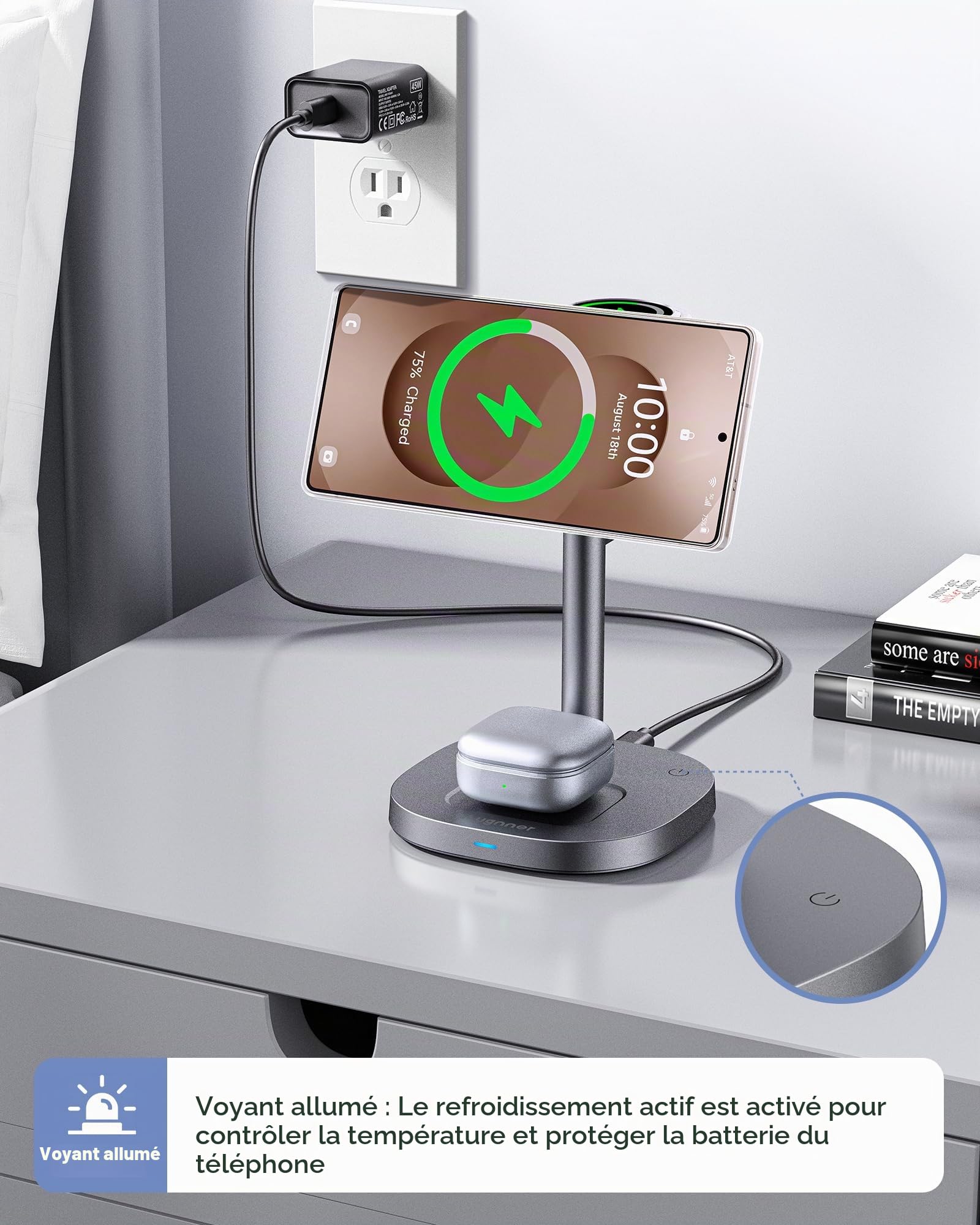 Chargeur Magnétique sans Fil pour Samsung Galaxy S26, 3 en 1 Chargeur Induction Rapide pour Samsung Galaxy S25 Ultra/Z Fold 7/Flip 7, Station de Charge pour Galaxy Watch 8/Ultra Galaxy Buds 4 Pro