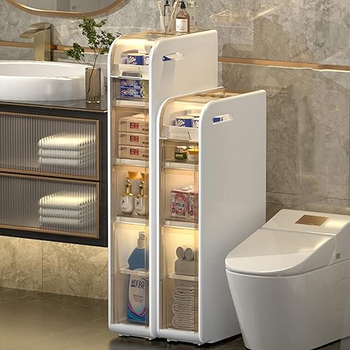 Carrito de almacenamiento delgado de 3 niveles, carrito deslizante para organización de baño, carrito de almacenamiento y organización de