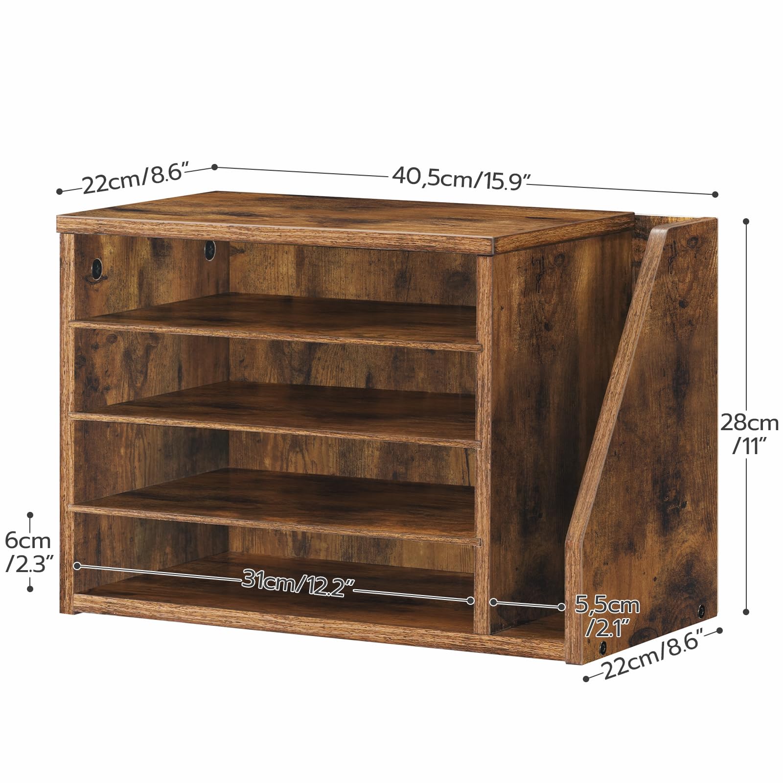 HOOBRO Organisateur à Dossier en bois d’ingénierie, Bannette de Rangement Bureau, Rangement à Courrier, Organisateur de Bureau, pour dossiers, courriers, enveloppes, magazines EFG41WF01