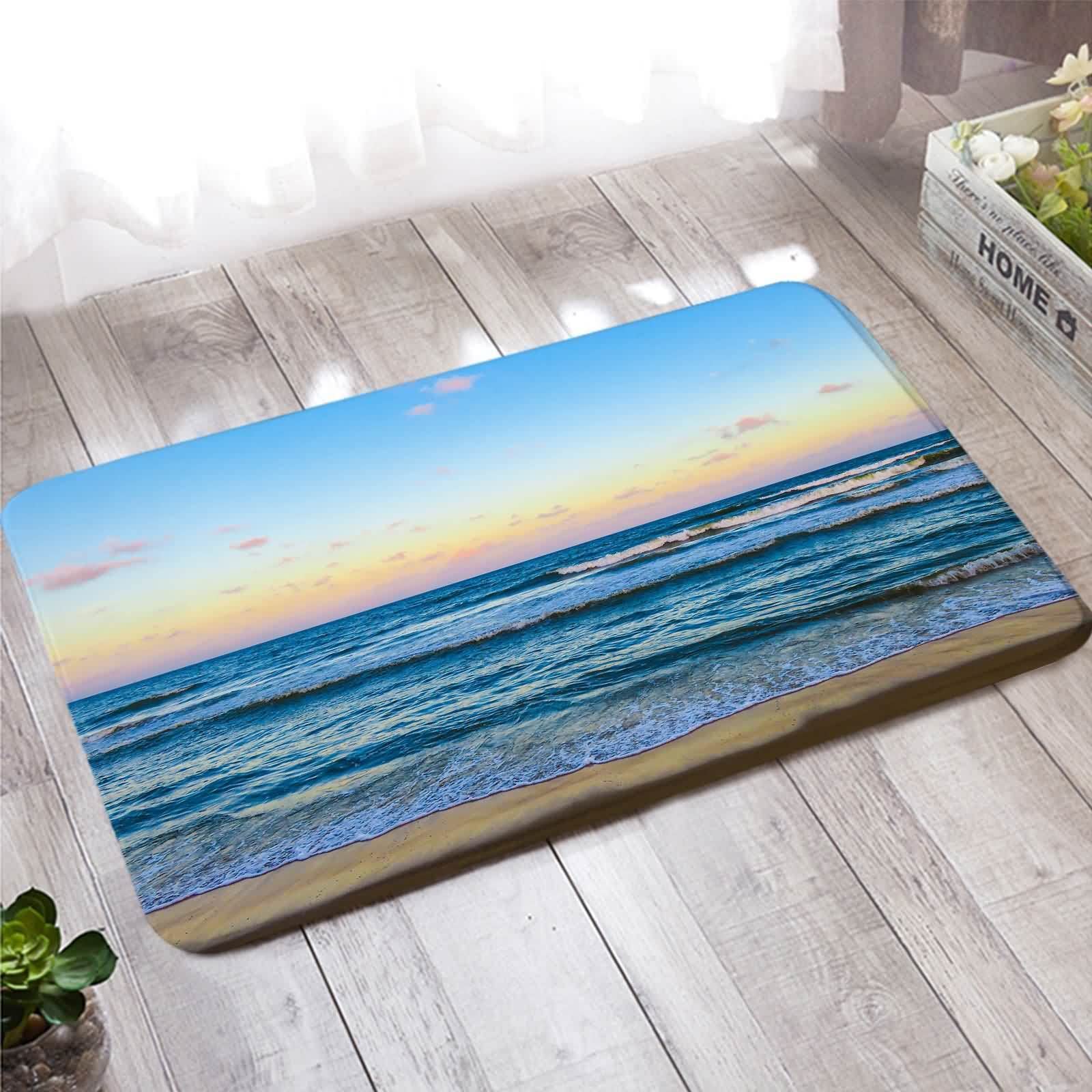 Tapis de Bain Antiderapant 60x180cm contre les glissades, paillasson intérieur sur mesure bleu