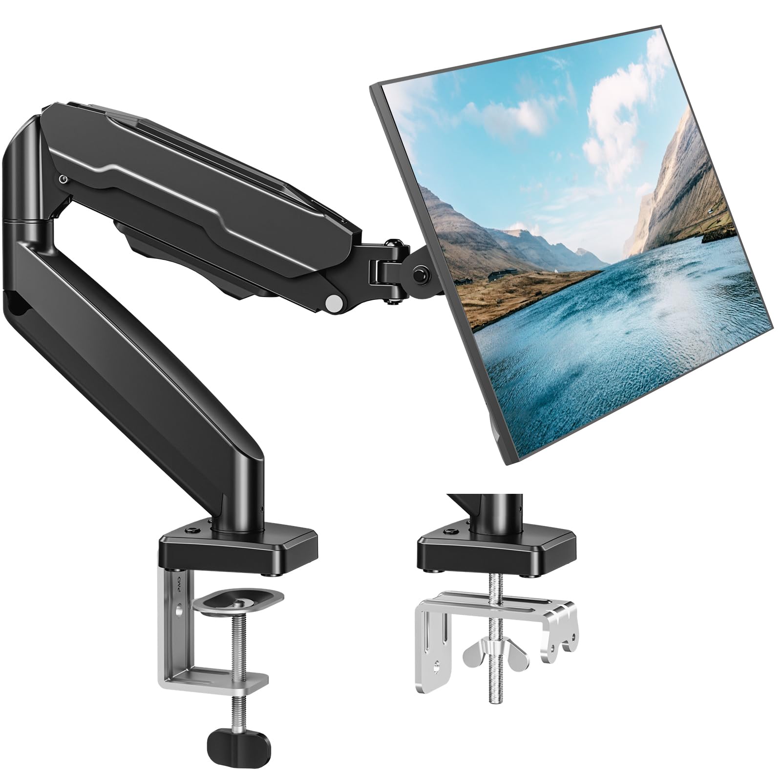 Single Monitor Mount, Fully Adjustable Monitor Arm Fits Max 32" Screen Single Black