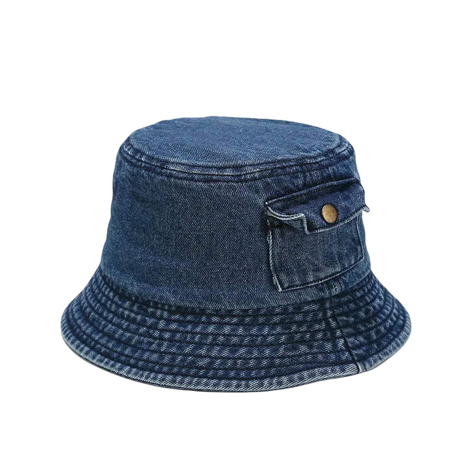 Kapelusz rybacki retro, sprany, kowbojski, kapelusz, dla kobiet i mężczyzn, szerokie rondo, kapelusz przeciwsłoneczny, wiosna, lato, denim czapka rybacka, głęboki niebieski, jeden rozmiar