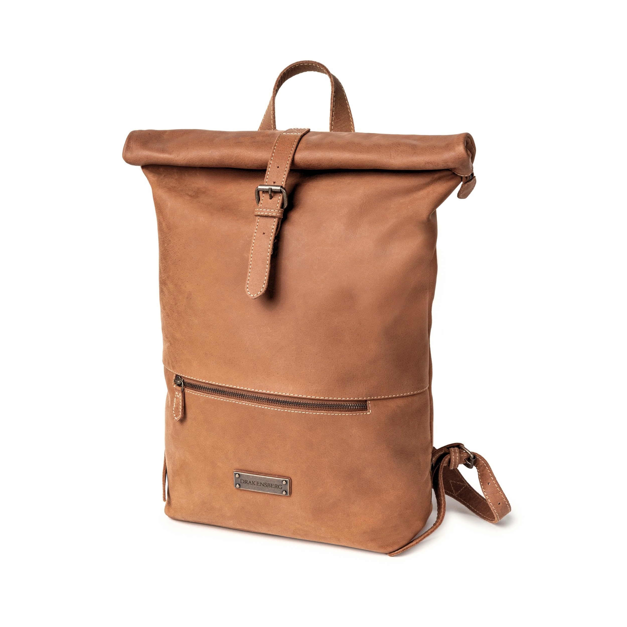 DRAKENSBERG Mochila RollTop 'Ryan' – Mochila de mensajería, ocio y bicicleta, mochila con ruedas, compartimento para ordenador portátil, diseño retro vintage, para hombre y mujer, hecha a mano,