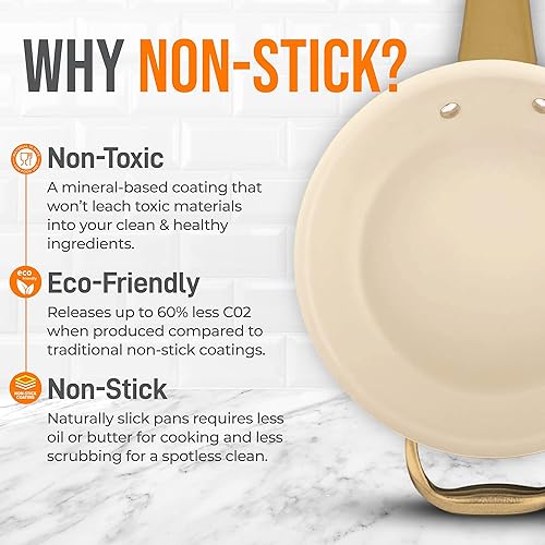 Miniatura 4 de NutriChef Sartén extra grande de 14 pulgadas, sartén antiadherente profesional para utensilios de cocina caseros con mango de silicona recubierto de