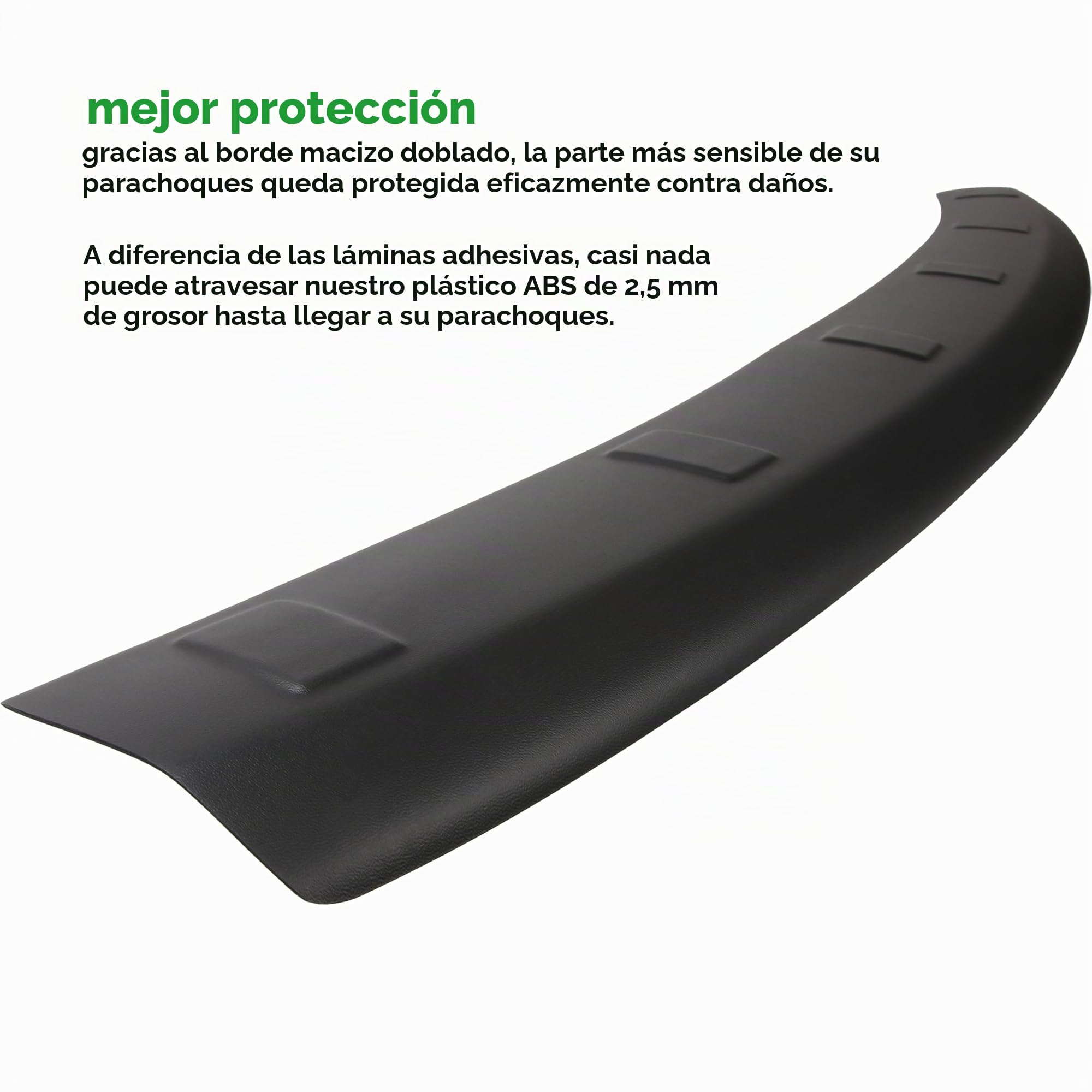 RECAMBO Protector de parachoques de plástico ABS – compatible con VW Caddy III/2K 2C / año de fabricación 2003 – 2015 – resistente y ajuste perfecto – protección óptima para el parachoques