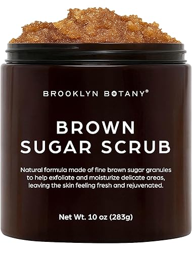 Brooklyn Botany Brown Sugar Body Scrub - Moisturizing and Exfoliating Body, Face, Hand, Foot Scrub - Fights Acne, Fine Lines & Wrinkles, Great Gifts For Women & Men - 10 oz - Brown Sugar