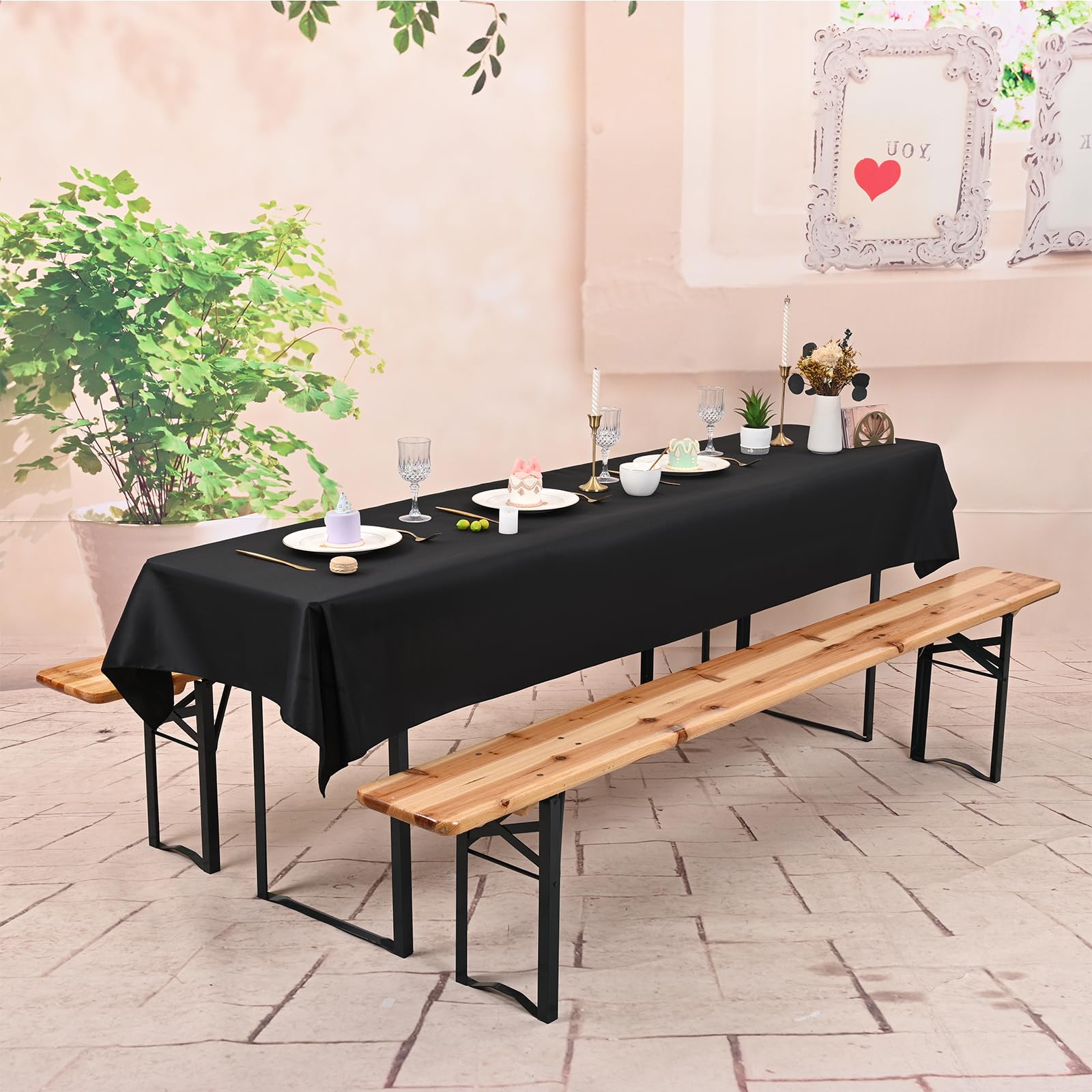 Pack de 10 manteles de cerveza gris oscuro, 250 x 110 cm, poliéster, mantel lavable y duradero, para jardín, fiestas, cumpleaños o barbacoa (gris oscuro)