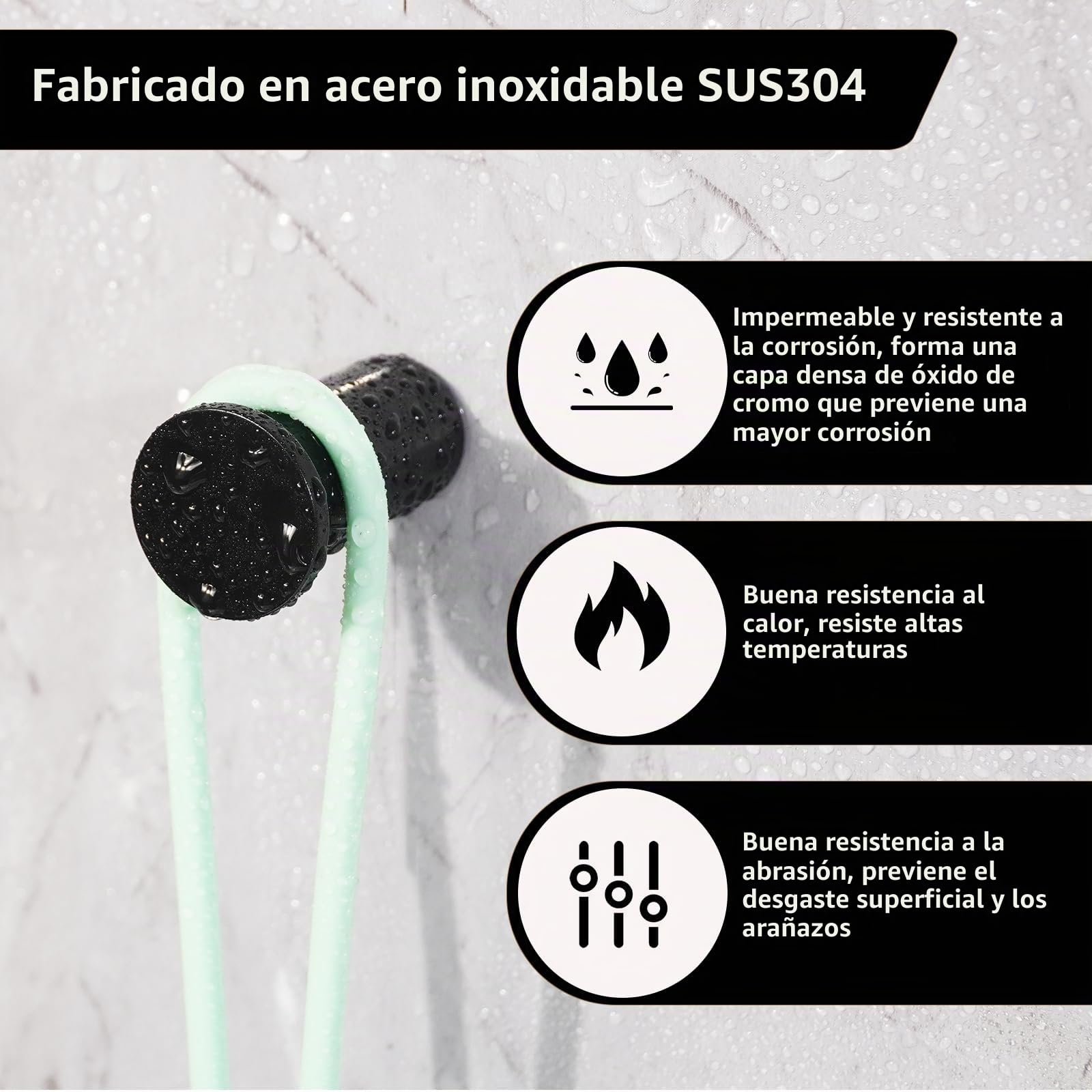 Feligio Colgador Toalla Baño Negro Redondo, Ganchos Pared con Tornillo, Colgador Baño Max 30kg, Percha de Acero Inoxidable 304, Para Cocina Dormitorio, 4 Piezas