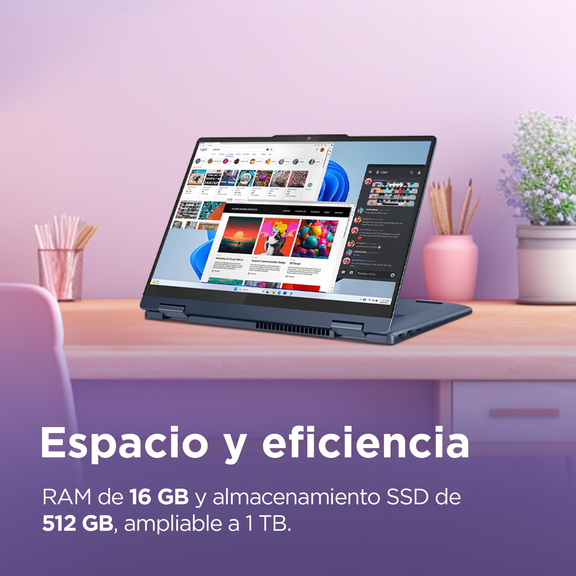 Lenovo IdeaPad 5 2-in-1 Gen 9 – Ordenador Portátil Convertible Táctil 14'' WUXGA (Intel Core i5-13420H, Intel UHD Graphics, 16 GB RAM, 512 TB SSD, Wi-Fi 6, Win 11 Home) Teclado QWERTY Español - Azul