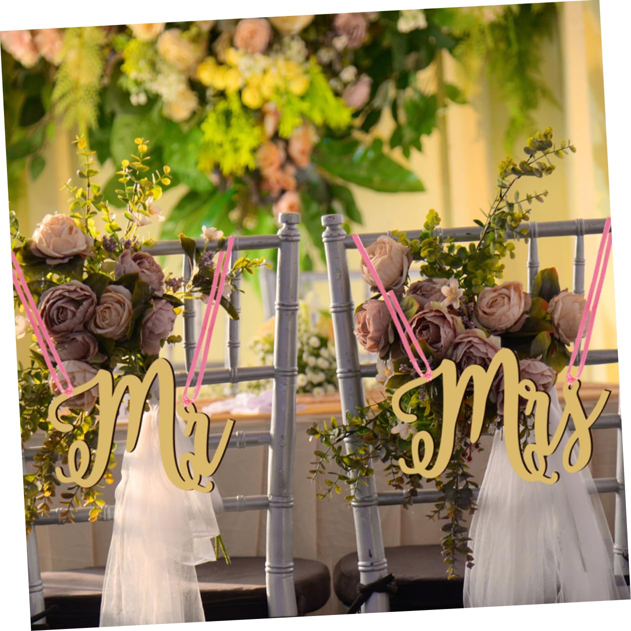 Ciieeo 3ensembles Décorations De Mariage Bois Pour Chaises Panneaux Suspendus Mr Mrs Ornements Élégants Pour Cérémonies Anniversaires Et Fêtes De Saint-valentin