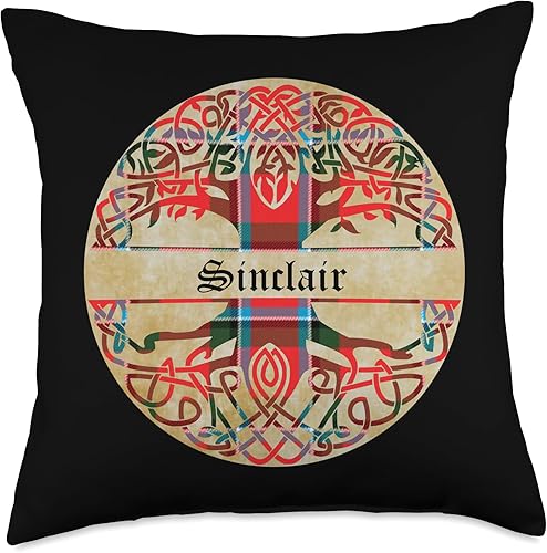 Sinclair Clan - Almohada de tartán con apellido escocés, 18 x 18 pulgadas, multicolor