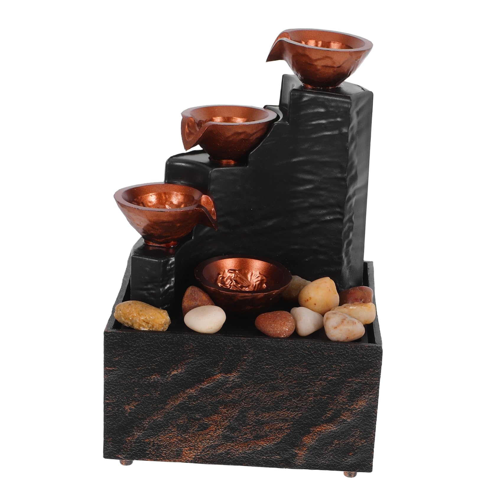1 Set Pequeña Fuente De Agua LED De Interior con Guijarros Naturales Decoración De De Escritorio para La Sala De Estar De Dormitorio Decoración De La Oficina De La