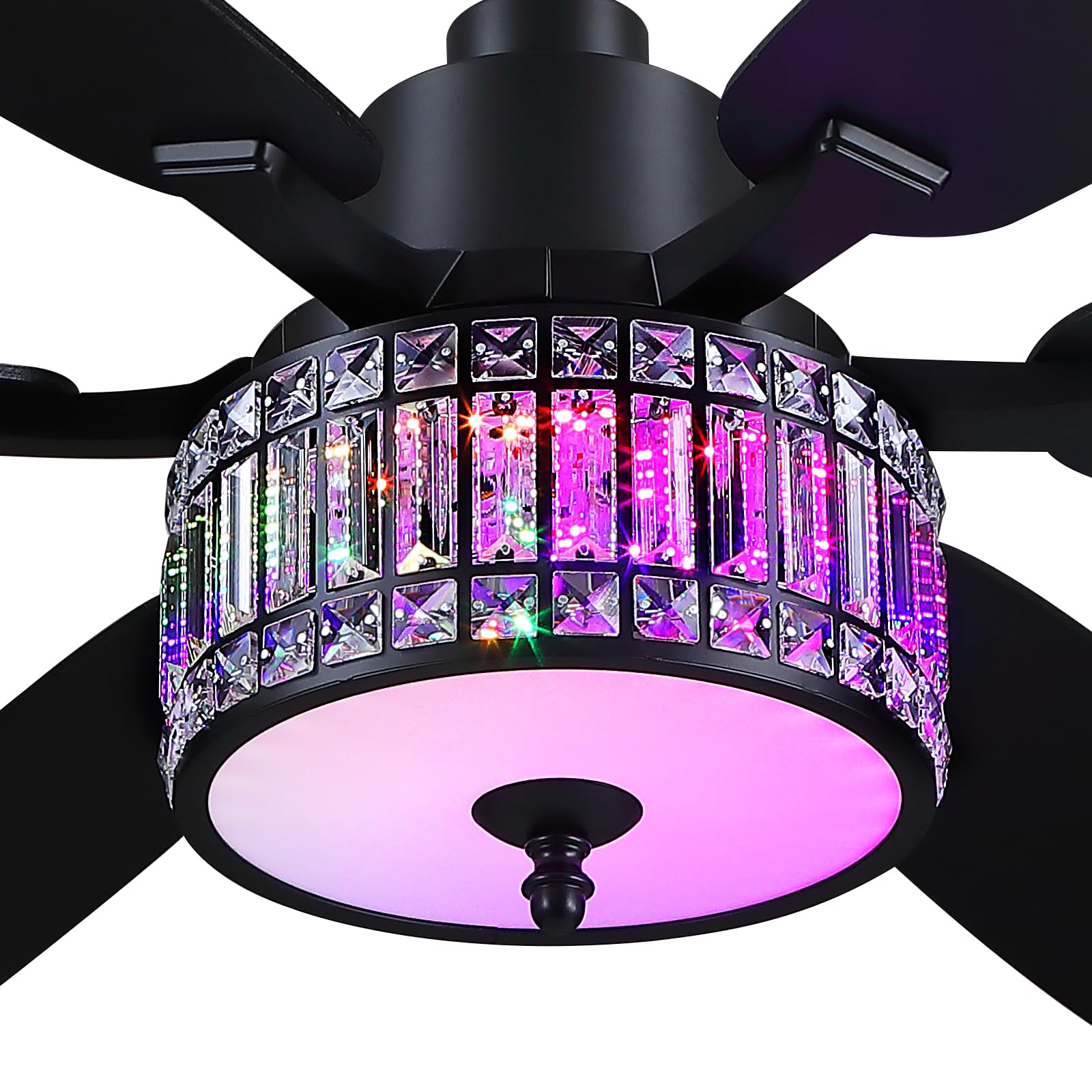 Photo 1 of Kviflon 52 Inch Crystal Fandelier Ceiling Fans with RGB Lights and Remote