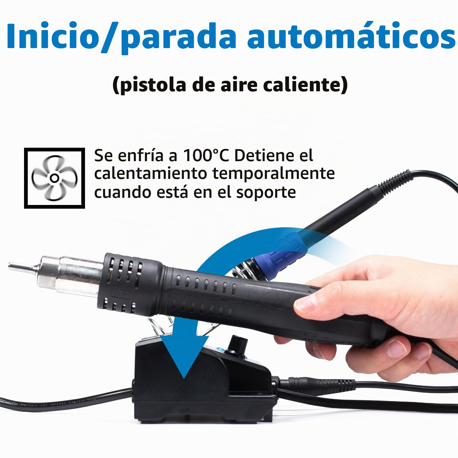 WEP 882D Estación de soldadura de aire caliente SMD 2-en-1 con 2 carrede de alambre de soldadura, 3 toberas de aire caliente, limpide lana de lat, pinzas, bomba Desoldering (EU Plug)