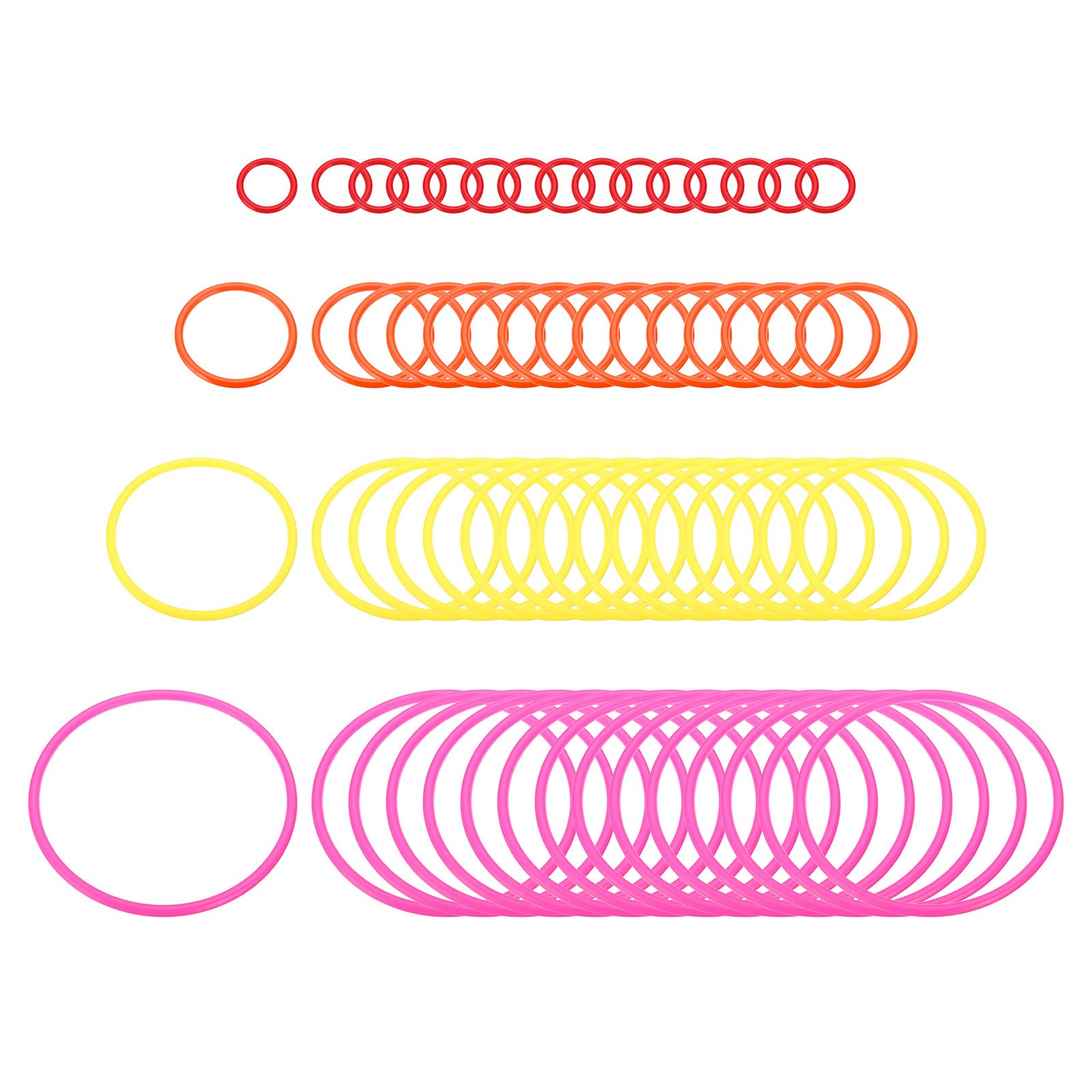 PATIKIL Plastic Toss Ring 4 Sizes, 60 Pack Sports Rings Toss Game Speed and Agility Practice Rings for Carnival Outdoor Games Supplies Bean Bag Throwing Yard Games, 4 Colors