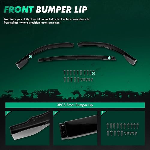 Vista 106 de SCITOO Alerón de labio delantero para Hyundai Elantra 2017-2018 para parachoques delantero negro brillante