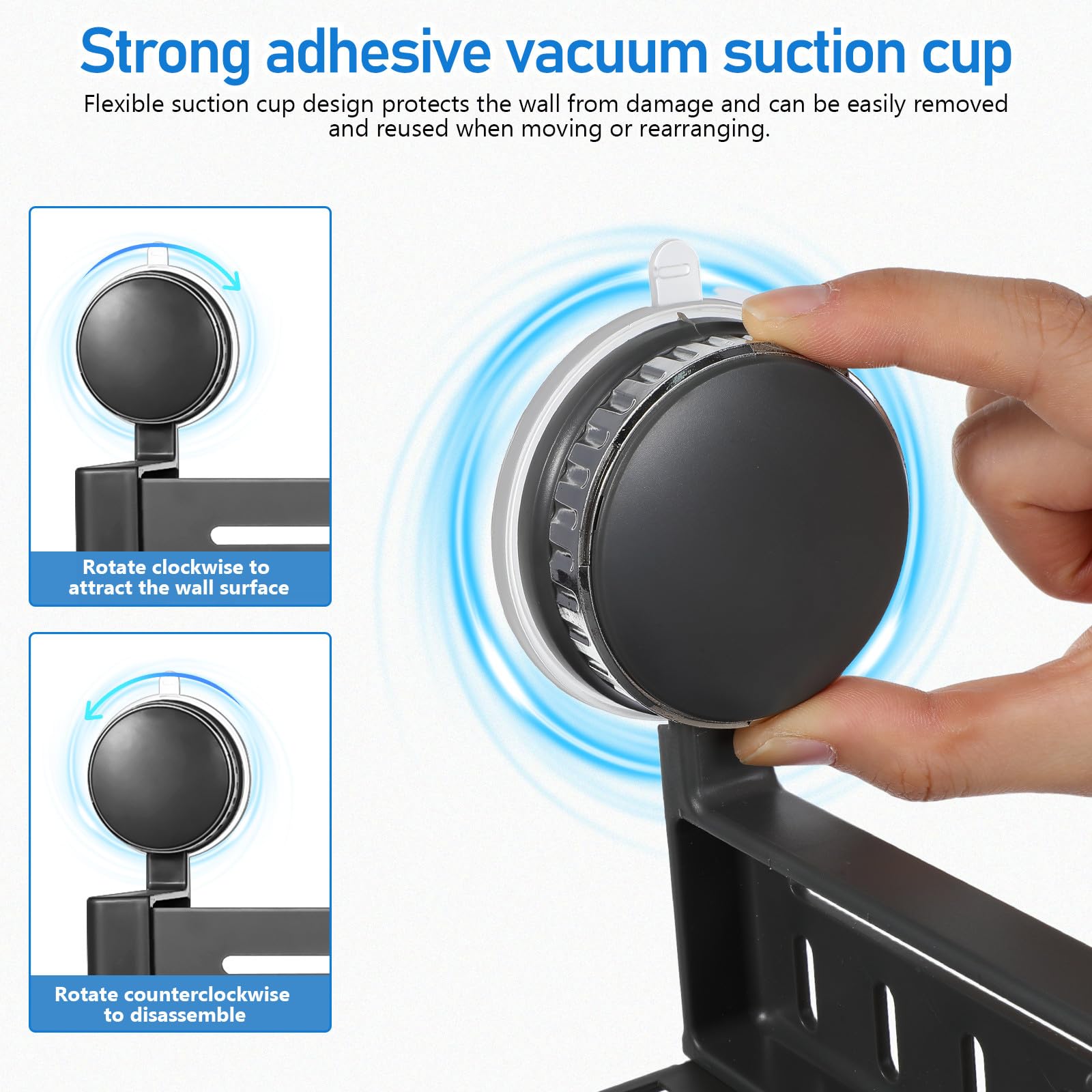 Sewroro Estante de Especias para Cocina con Ventosa, Soporte de Almacenamiento con Ganchos, Diseño Pensado en Aluminio y Acero al Carbono para Organizar Despensa y Cocina