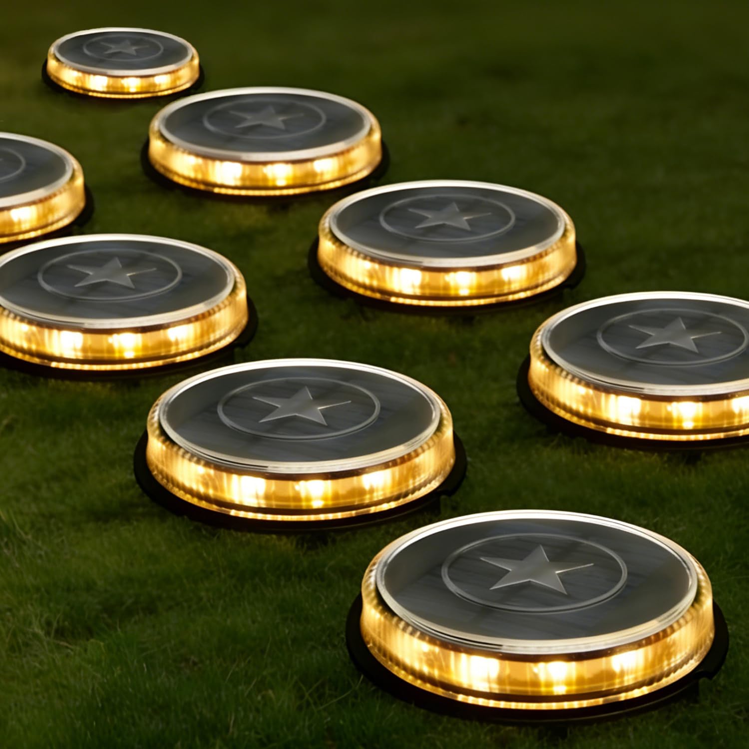 Aigostar Luz solar jardín para suelo,8 lámparas LED para exterior con estaca,luz cálida 3200K,impermeable IP66,iluminación de suelo para exterior Luces led de exterior,decoración e iluminación