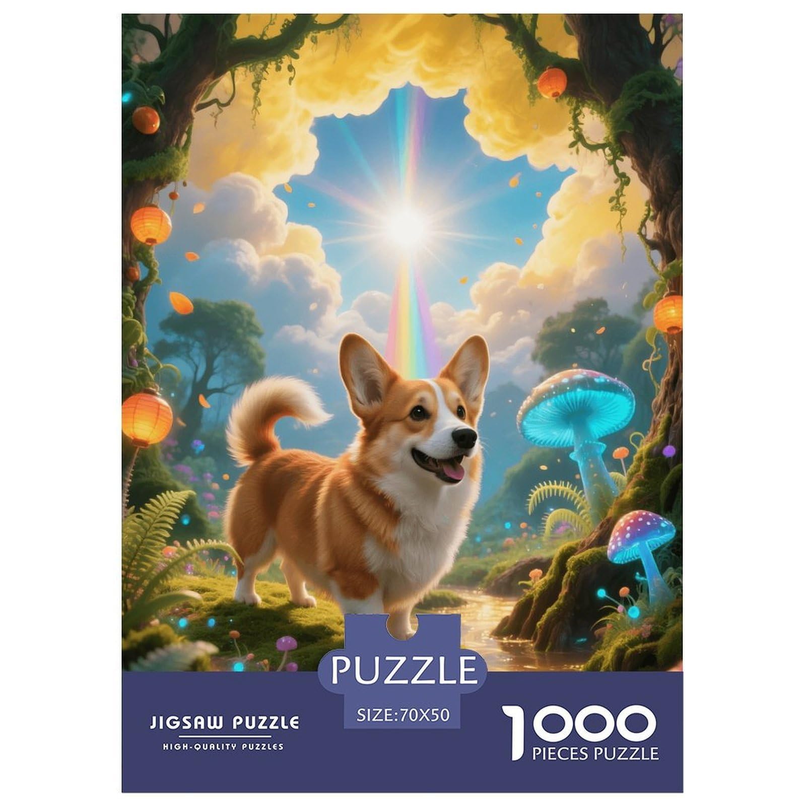 1000 Piece Corgi Jigsaw Puzzle for Adults - Family Fun, Family Happy Game, Magic Forest Jigsaws, Home Decoration Gifts 70x50cm/1000pcs