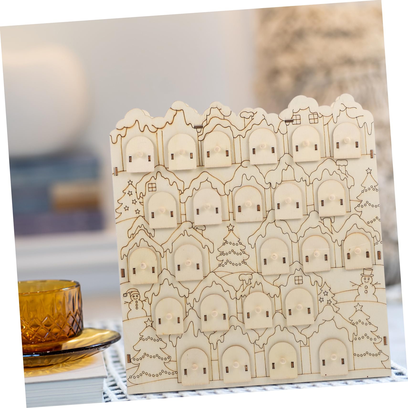 Cabilock Calendarios de Adviento Calendario de Adviento de Madera Decoraciones Navideñas Calendario de Cuenta Regresiva Calendario de Escritorio de Madera