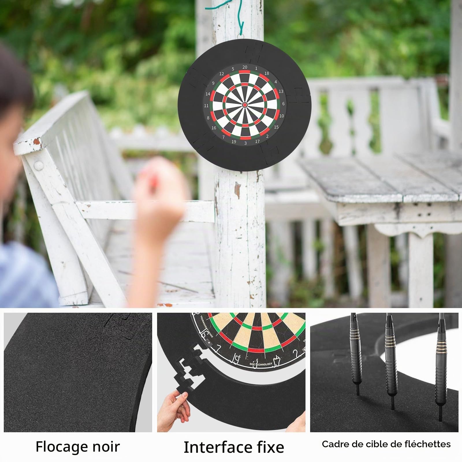 5 pièces de bordure de cible de fléchettes Surround : Anneau de protection pour cible de fléchettes de 45 cm, anneau de protection de cible pour cible de fléchettes, bordure de cible Surround