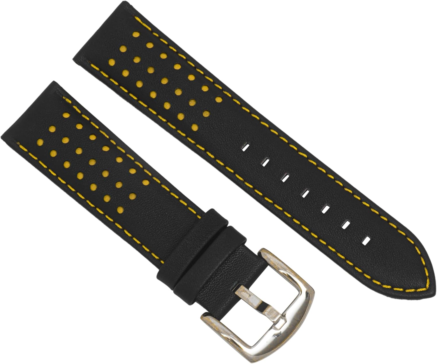 Bandini Mens Leather Watch Band Rally Strap - Perforated Italian Leather Racing Watch Band for Omega, Seiko and More - 20mm, 22mm - Many Colors