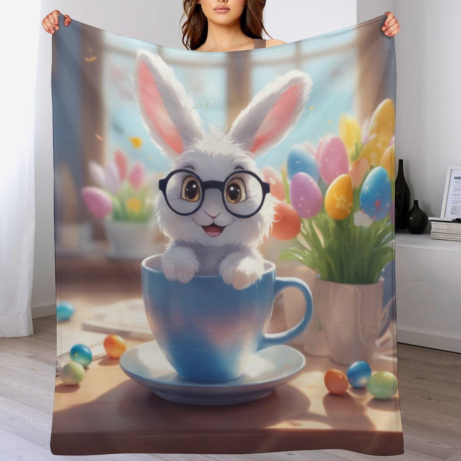 Manta de conejo cálida texturas premium para cama de 150x200