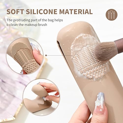 Miniatura 2 de Soporte de silicona para brochas de maquillaje de viaje con cierre magnético anticaídas mejorado, estuche organizador de maquillaje, herramientas de