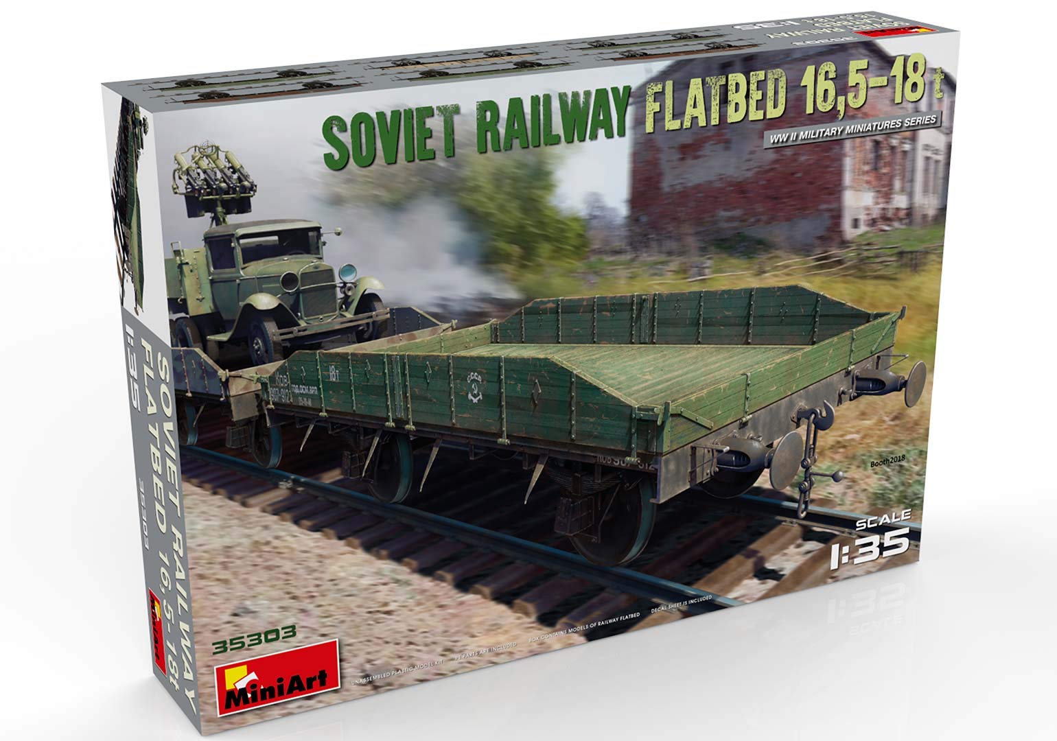 MiniArt 35303 1:35 Sov. Wagon à Plat 16,5-18 to.Réplique fidèle à l'original, modélisme, kit de Construction en Plastique, Bricolage, Loisirs, Collage, kit de modélisme, Assemblage, Non Peint, Gris