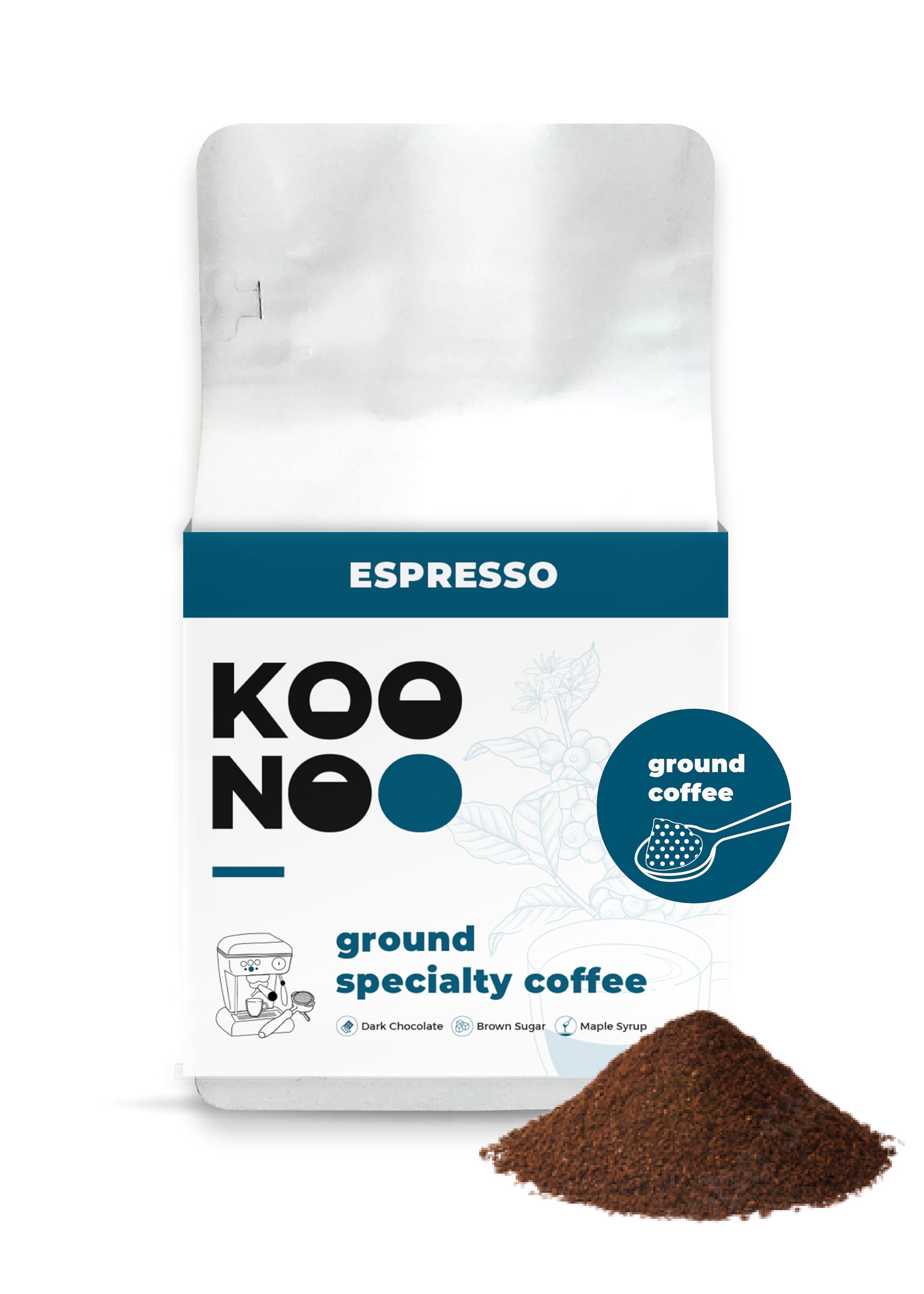 Koonoo Espresso | Velvety Crema | Dark Roast | 250g | Specialty Ground Coffee | Made in UAE