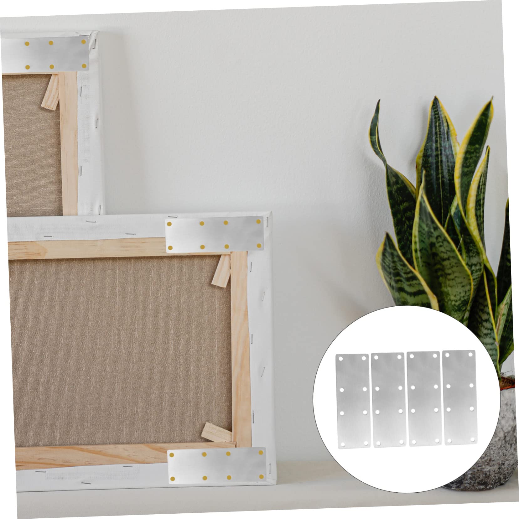 HOMOCONO 4 Pcs Heavy Duty Stainless Steel Bracket Plates Flat Metal Brackets Mending Plates for Wood Design Burr-