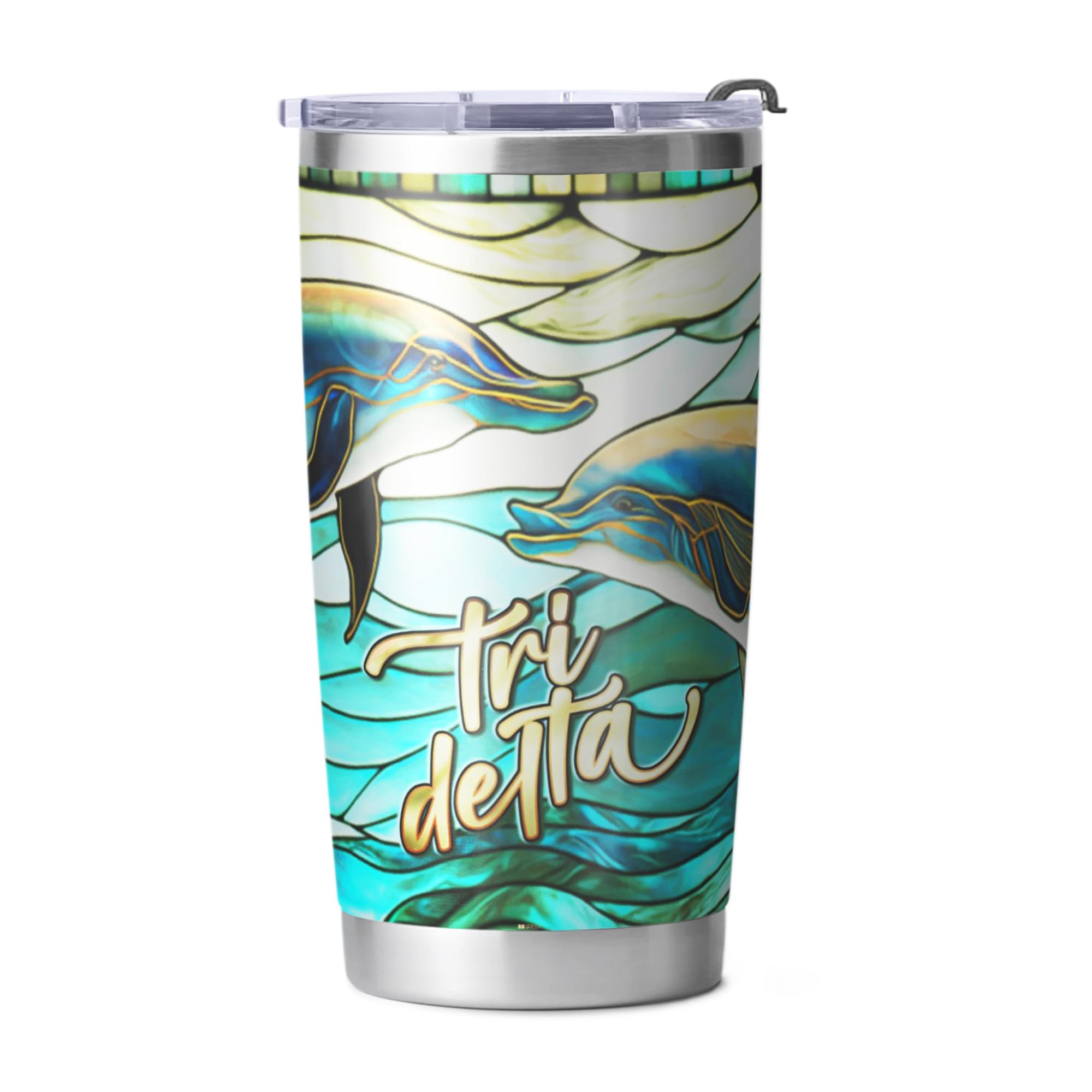 BBGreek Tri Delta Sorority Paraphernalia - Official Vendor - 20 oz Stainless Steel Insulated Sublimation Tumblers - Dolphins