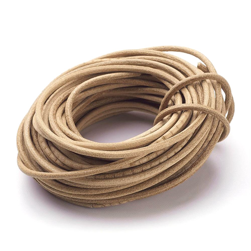 Pandahall 10 Meters 3mm Round Cowhide Leather Jewelry Beading Cord for Bracelet Necklace Craft Making (Peru)