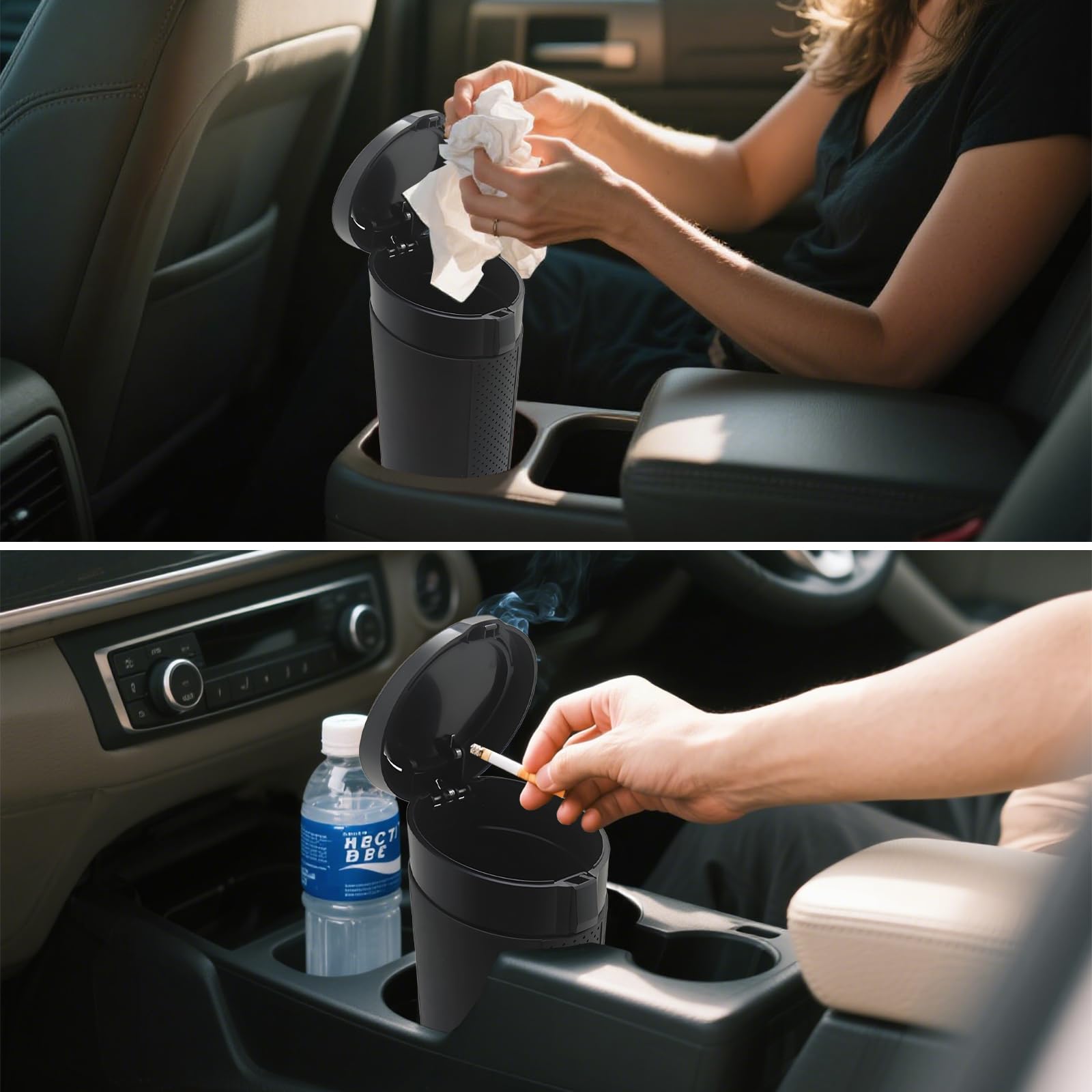 Car Trash Can Bin with Lid Leakproof Garbage Can for Vehicle Mini Trash Bin with 90 Attached Trash — view 7