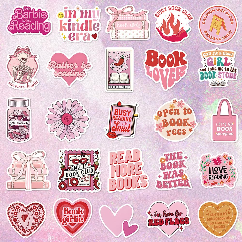 200pcs Romance Book Stickers for Kindle Bookish Sticker Pack Reading Glitter Vinyl Decals for Laptop Ebook Readers Water Bottles Journal Scrapbook Waterproof - Image 4