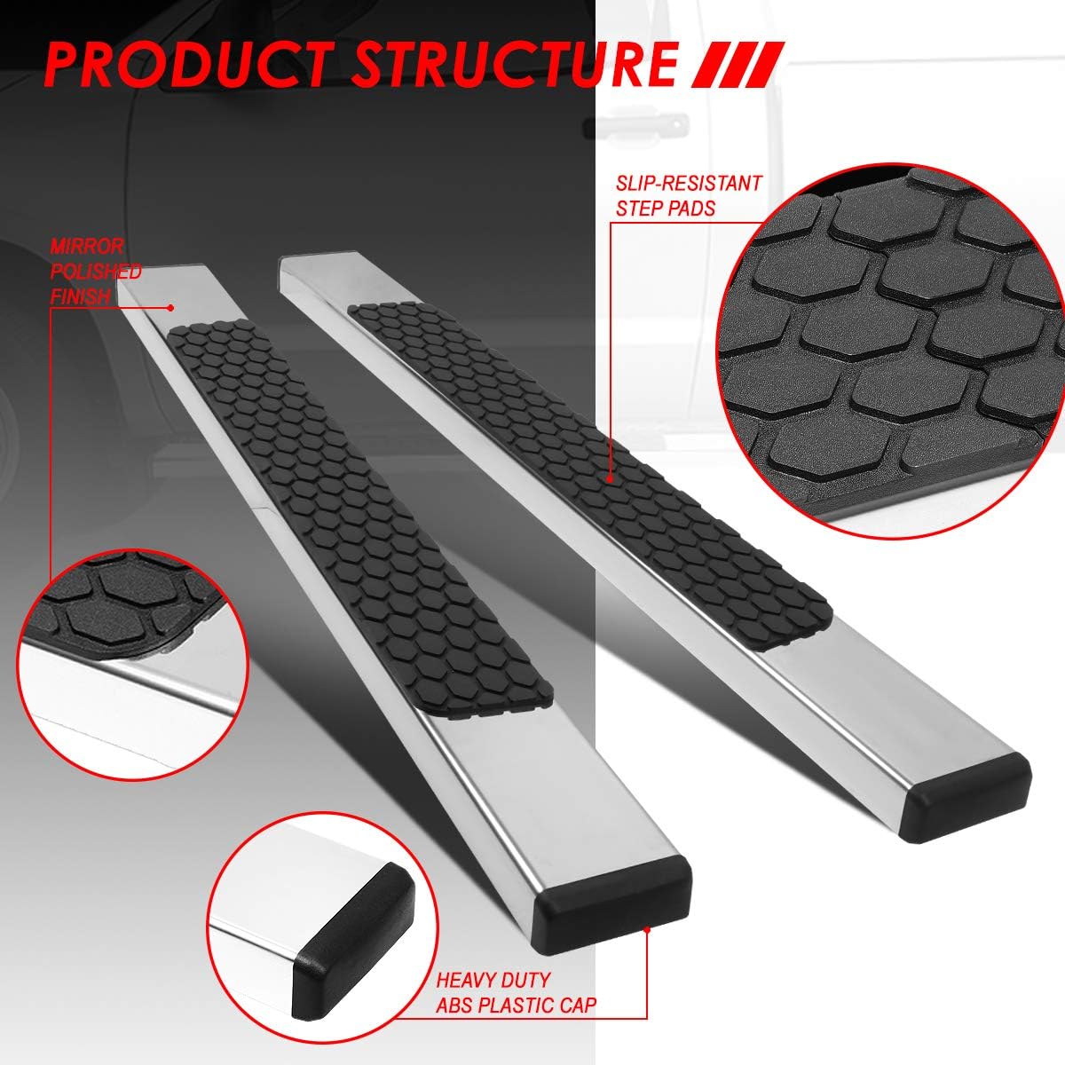 Auto Dynasty 5 Inches Running Boards Compatible with 2007-2017 Toyota Tundra 2-Door Regular Cab, Stainless Steel Side Step Nerf Bar, Polished Chrome