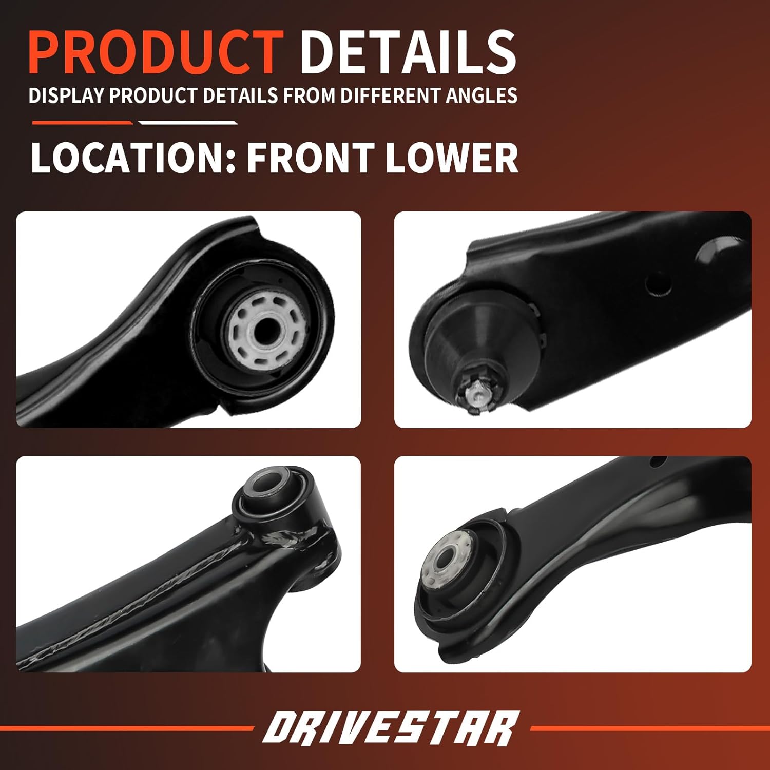 DRIVESTAR Front Lower Control Arms MS251001 MS251002, fit 2008-2013 for Chrysler Town and Country, 2008-2013 for Dodge Grand Caravan, 2009-2012 for Volkswagen Routan, with Ball Joint Bushing, 2PCS