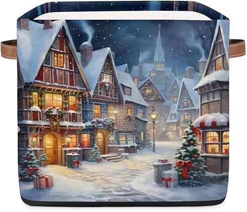 The Christmas Modern Pattern Storage Basket for Organizing Shelves Closets Collapsible Storage Bin for Clothes Toys Towels Cube Organizer with