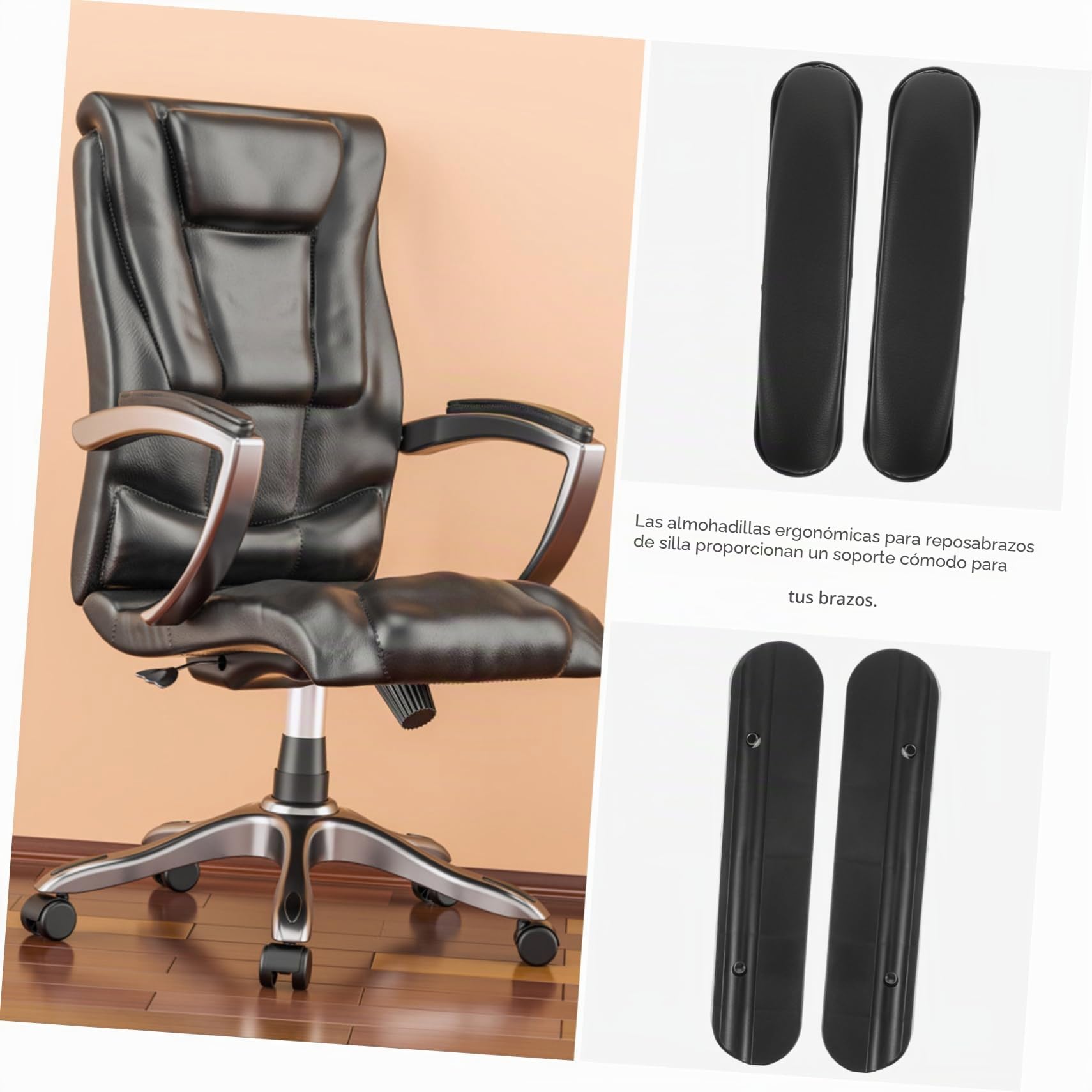 2 Piezas Pasamanos adulto accesorios para sillas de ruedas cojines descansar acolchado soporte para almohadillas de descanso partes sillas ruedas cuero Negro