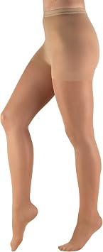 Truform Sheer Compression Pantyhose, 8-15 mmHg, Womens Shaping Tights, 20 Denier, Beige, Medium
