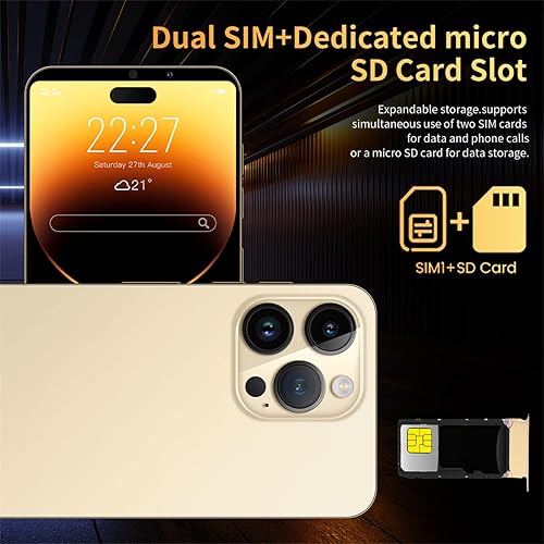 Miniatura 4 de Jectse Teléfono inteligente I14 promax, 6.1 pulgadas 4 GB RAM 64 GB ROM teléfono celular desbloqueado con 8MP frontal 16MP cámara trasera, MT6889