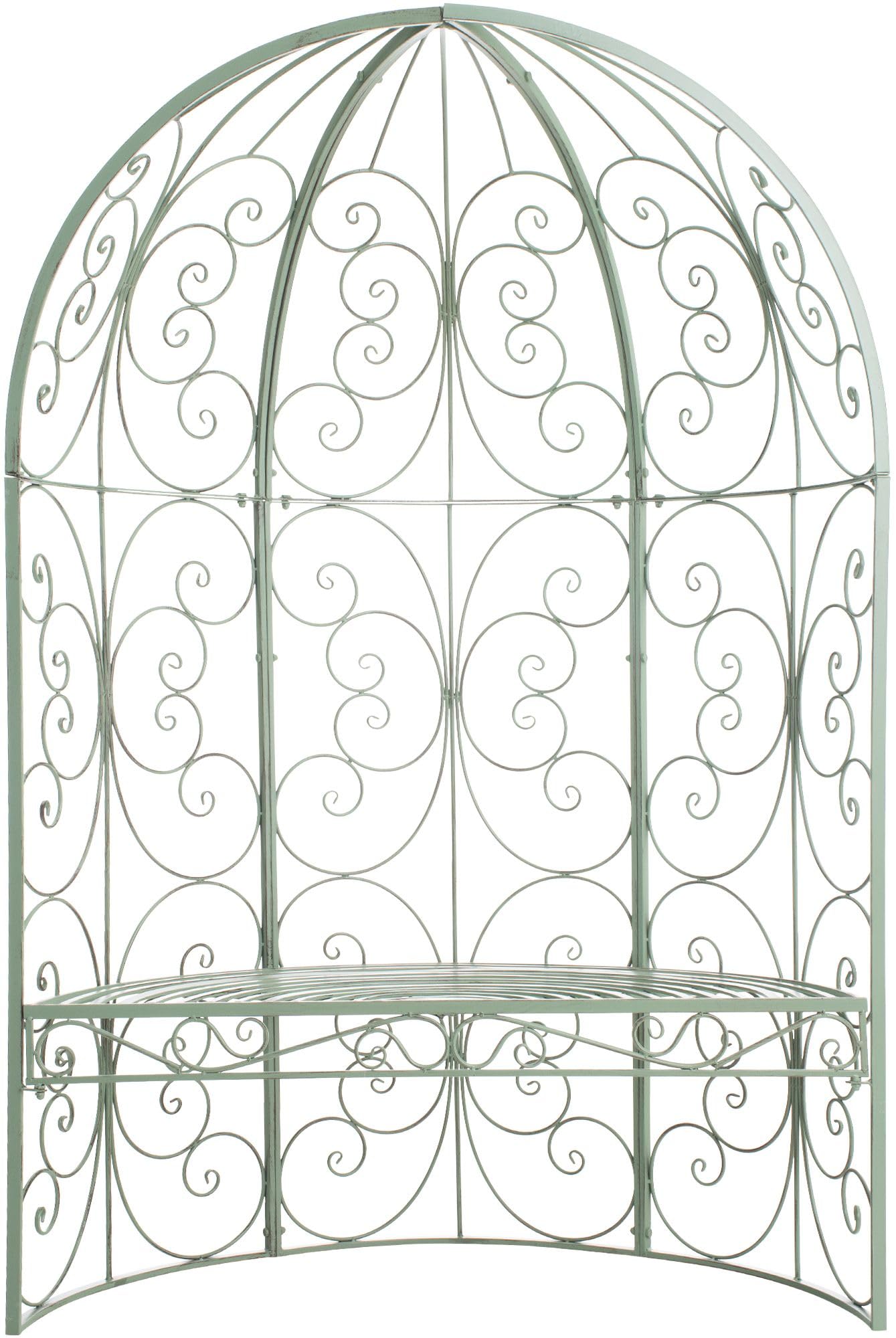 Pergola Semiluna Ferro CLP Gazebo Padiglione Giardino con Panca Antico Verde 200 kg
