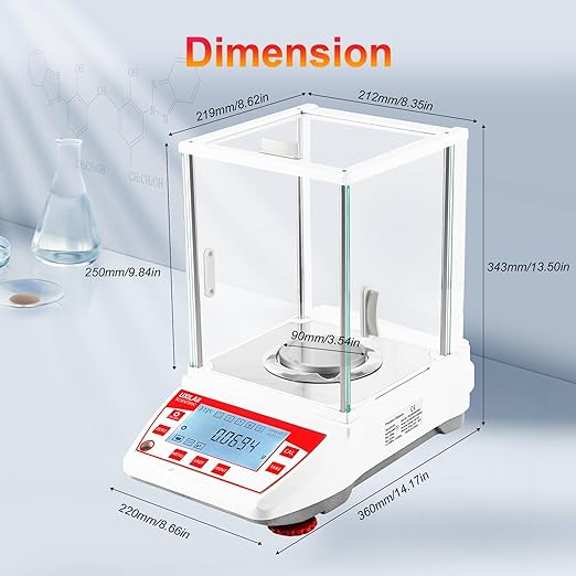 Balanza Analítica 220 g x 0,1 mg Precisión 0,0001 g con Pantalla LCD miniatura 7